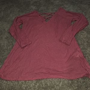 Maternity, long sleeve waffle top